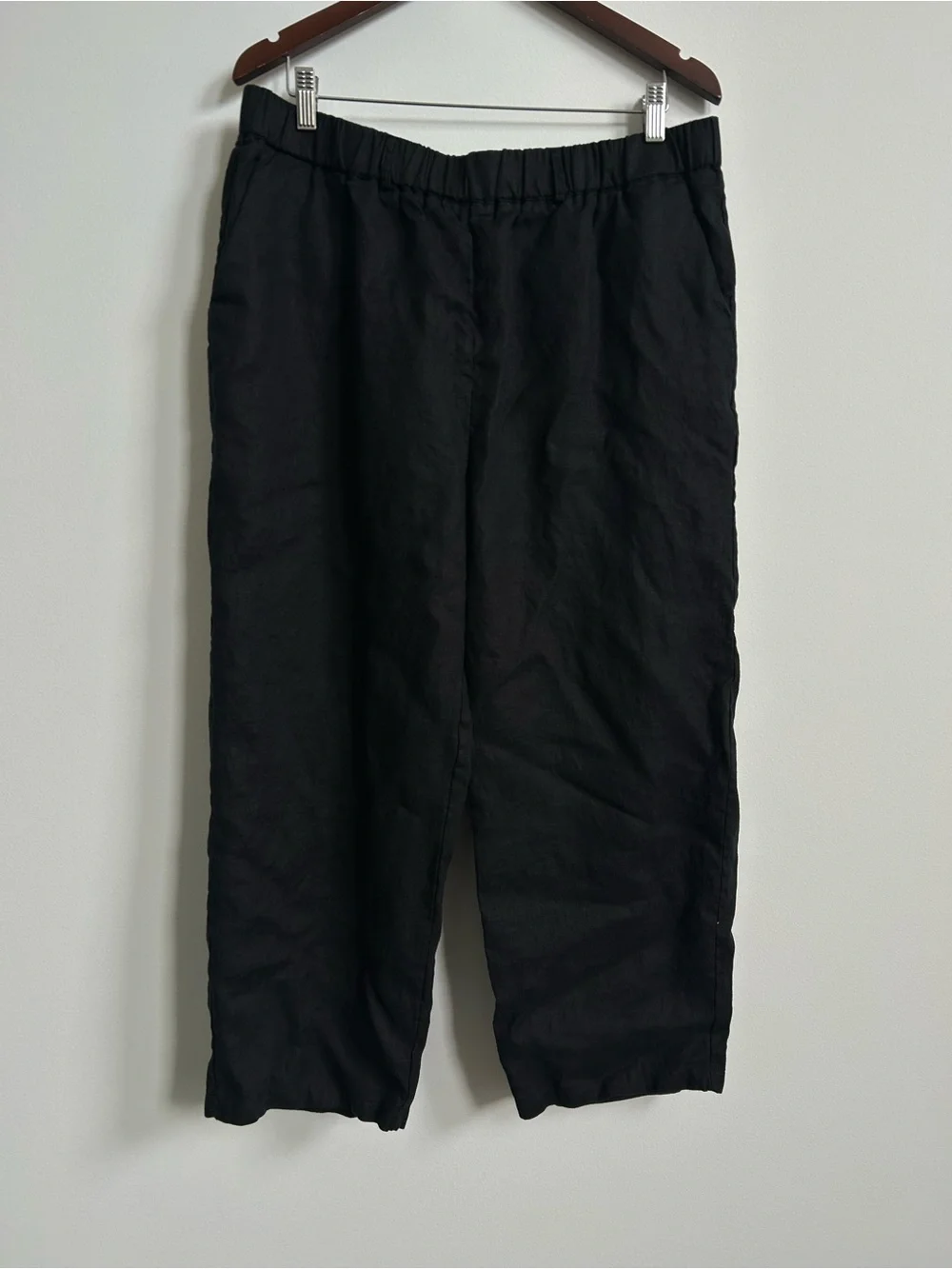 Quince Black Linen Cropped Pants XL